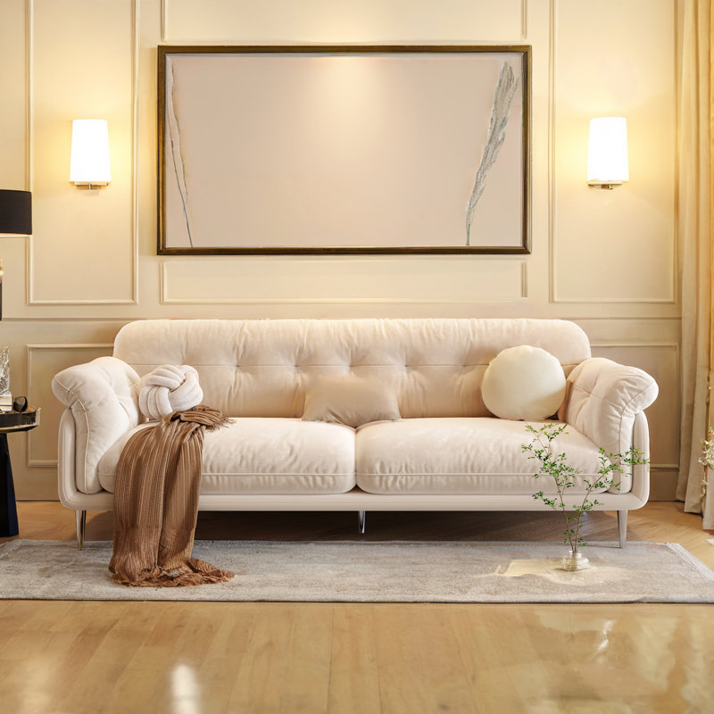 Loleatta 89 Velvet Flared Arms Sofa for 2 3 People Ergonomic Design with High Density Foam Cushioning Water Resistant Durable and Easy to Clean